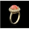 Image 2 : 14KT Yellow Gold 3.20ct Coral and Diamond Ring