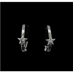 0.03ctw Diamond Hoop Earrings - 14KT White Gold
