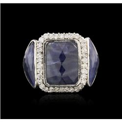 14KT White Gold 20.59ctw Sapphire and Diamond Ring