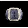 Image 1 : 14KT White Gold 20.59ctw Sapphire and Diamond Ring