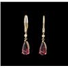 Image 1 : 14KT Yellow Gold 4.52ctw Rubellite and Diamond Earrings