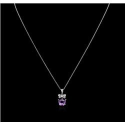 1.34ct Amethyst and Diamond Pendant With Chain - 18KT White Gold