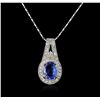 Image 1 : 14KT White Gold 2.24ct Tanzanite and Diamond Pendant With Chain