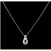 Image 2 : 14KT White Gold 2.24ct Tanzanite and Diamond Pendant With Chain