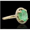 Image 2 : 14KT Yellow Gold 2.97ct Emerald and Diamond Ring