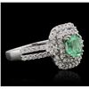Image 2 : 14KT White Gold 1.24ct Emerald and Diamond Ring