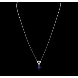 14KT White Gold 0.93ct Tanzanite and Diamond Pendant With Chain