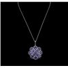 Image 1 : 14KT White Gold 19.19ctw Tanzanite and Diamond Pendant With Chain