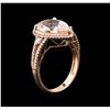Image 3 : 14KT Rose Gold 3.97ct Morganite and Diamond Ring