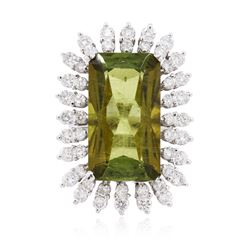 14KT White Gold 13.90ct Tourmaline and Diamond Ring