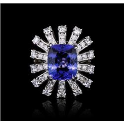 14KT White Gold 4.46ct Tanzanite and Diamond Ring