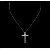 Image 1 : 14KT White Gold 1.13ctw Diamond Cross Pendant With Chain