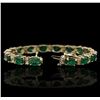 Image 2 : 14KT Yellow Gold 11.84ctw Emerald and Diamond Bracelet