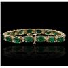 Image 3 : 14KT Yellow Gold 11.84ctw Emerald and Diamond Bracelet