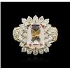 Image 1 : 14KT Yellow Gold 3.06ct Morganite and Diamond Ring