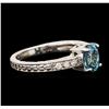 Image 2 : 14KT White Gold 1.41ct Blue Zircon and Diamond Ring