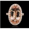 Image 1 : 14KT Rose Gold 8.82ct Morganite and Diamond Ring