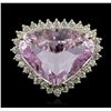 Image 1 : 14KT Yellow Gold GIA Certified 18.42ct Kunzite and Diamond Ring