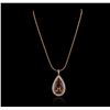 Image 2 : 14KT Rose Gold GIA Certified 34.63ct Morganite and Diamond Pendant With Chain