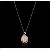 Image 2 : 14KT White Gold 15.77ct Coral and Diamond Pendant With Chain