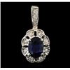 Image 1 : 14KT White Gold 1.09ct Sapphire and Diamond Pendant