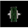 Image 1 : 14KT White Gold 7.97ct Green Tourmaline and Diamond Ring