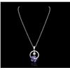 Image 1 : 14KT White Gold 9.20ctw Tanzanite and Diamond Pendant With Chain