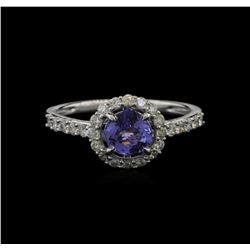 0.82ct Tanzanite and Diamond Ring - 18KT White Gold