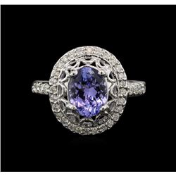 2.10ct Tanzanite and Diamond Ring - 14KT White Gold