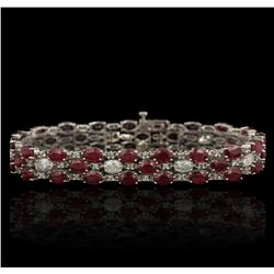 14KT White Gold 27.36ctw Ruby and Diamond Bracelet