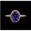 Image 1 : 14k Rose Gold 2.03ct Tanzanite and Diamond Ring
