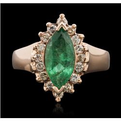 14KT Rose Gold 1.59ct Emerald and Diamond Ring