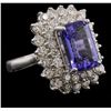 Image 2 : 14KT White Gold 6.93ct Tanzanite and Diamond Ring