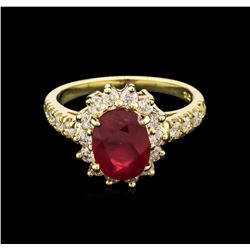 2.60ct Ruby and Diamond Ring - 14KT Yellow Gold