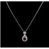 Image 1 : 4.85ct Ruby and Diamond Pendant With Chain - 14KT White Gold