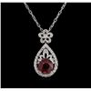 Image 2 : 4.85ct Ruby and Diamond Pendant With Chain - 14KT White Gold