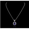 Image 2 : 14KT White Gold 11.66ct GIA Certified Tanzanite and Diamond Pendant With Chain
