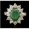 Image 1 : 14KT White Gold 2.96ct Emerald and Diamond Ring