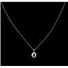 Image 1 : 14KT White Gold 0.74ct Sapphire and Diamond Pendant With Chain