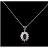Image 2 : 14KT White Gold 0.74ct Sapphire and Diamond Pendant With Chain