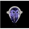 Image 1 : 14KT White Gold GIA Certified 14.81ct Tanzanite and Diamond Ring