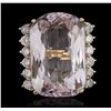 Image 1 : 14KT Yellow Gold GIA Certified 65.77ct Kunzite and Diamond Ring