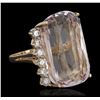 Image 2 : 14KT Yellow Gold GIA Certified 65.77ct Kunzite and Diamond Ring