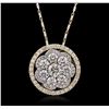 Image 1 : 14KT Two-Tone Gold 2.19ctw Diamond Pendant With Chain