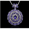 Image 2 : 14KT White Gold 12.68ctw Tanzanite and Diamond Pendant With Chain