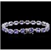 Image 2 : 13.00ctw Tanzanite and Diamond Bracelet - 14KT White Gold
