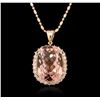 Image 1 : 14KT Rose Gold 29.85ct Morganite and Diamond Pendant With Chain