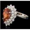 Image 2 : 14KT White Gold 3.63ct Spessartite and Diamond Ring