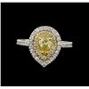 Image 1 : 1.10ctw Yellow Diamond Ring - 14KT White Gold