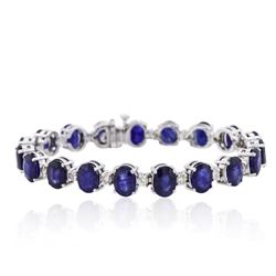 14KT White Gold 31.32ctw Corundum and Diamond Bracelet